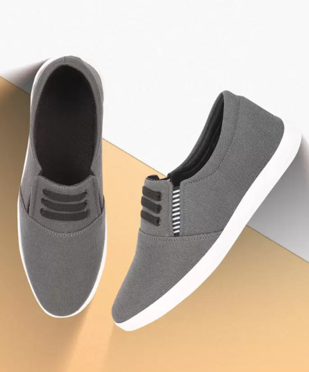 Image of JOOTIYAPA PREMIUM CANVAS SHOES FOR MEN Casuals For Men (Grey , 9)