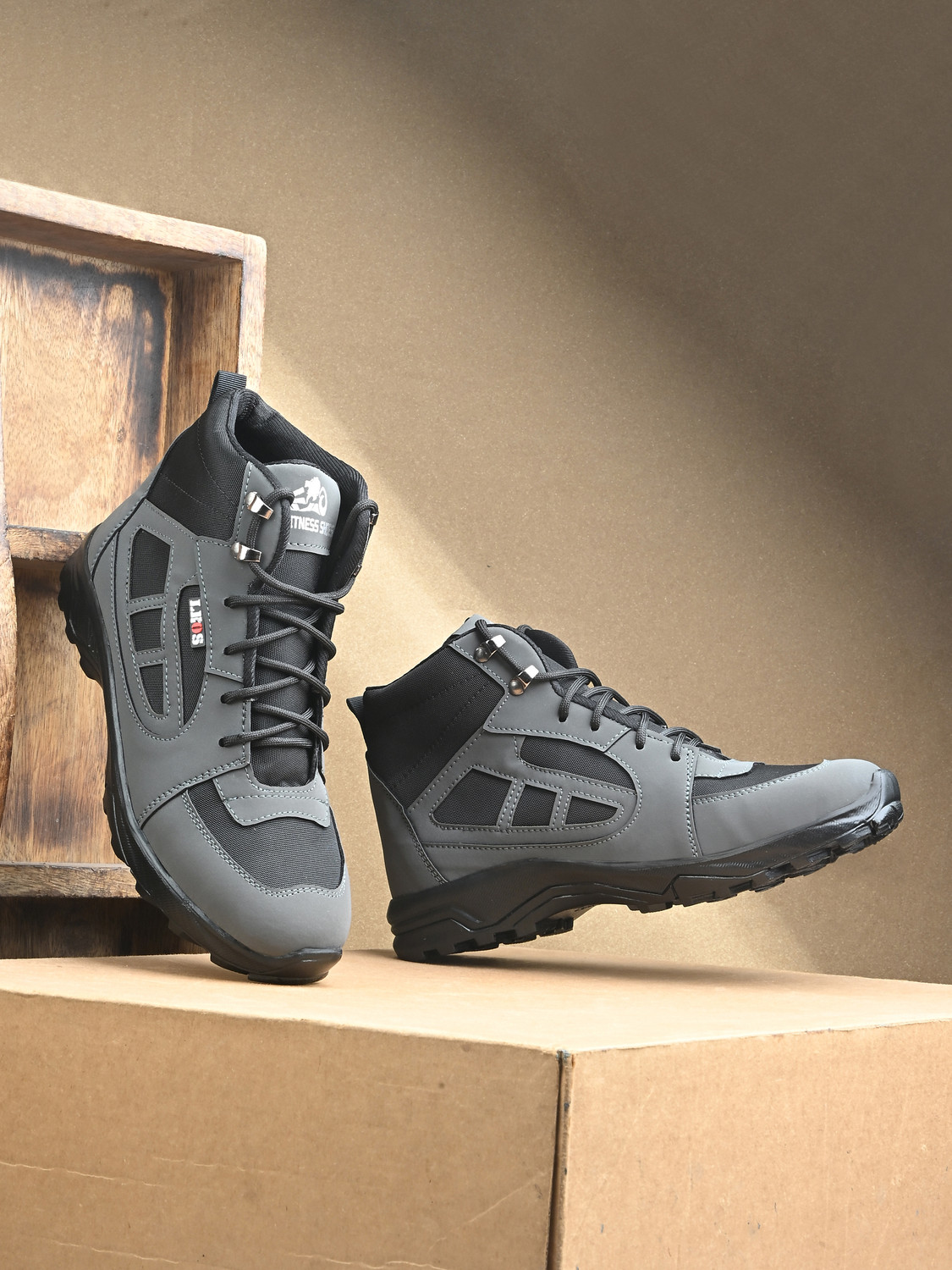 Image of RED TAPE Hiking & Trekking Shoes For Men (Off White, Brown , 9)