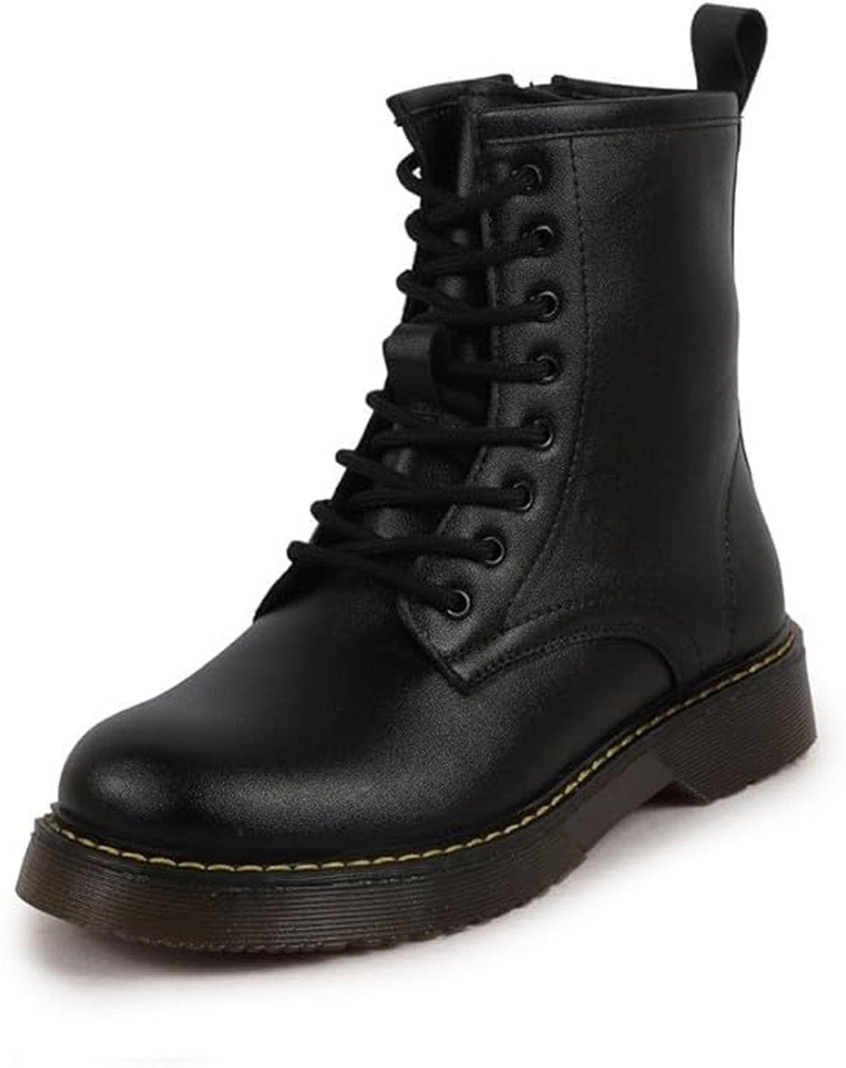FAUSTO Classic High Ankle 8-Eye Lace Up Boots - Image 1