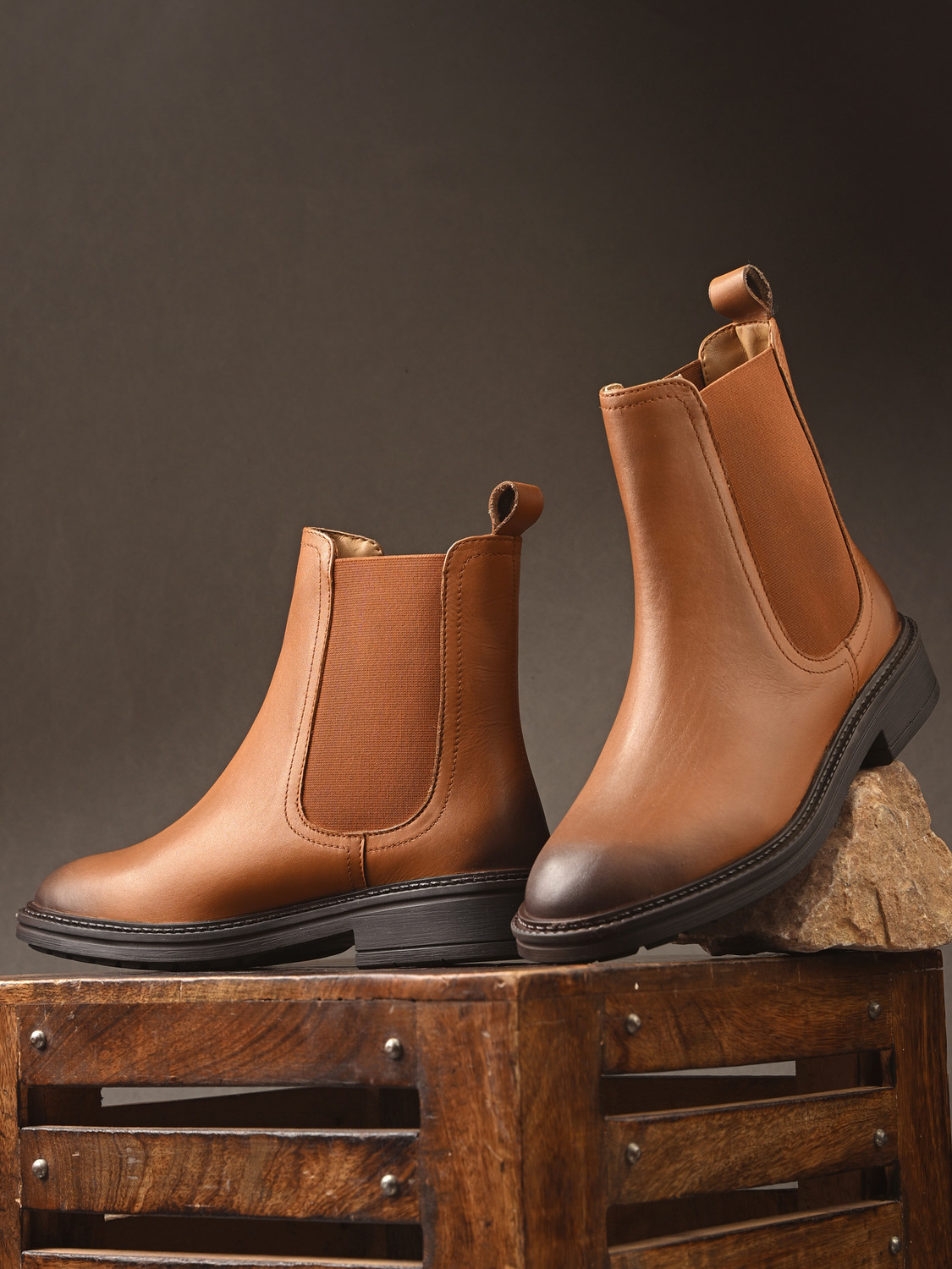 Image of PILLAA Genuine Leather Ankle Boots for Women | Casual Heel Boots | Ladies Footwear Boots For Women (Tan , 4)