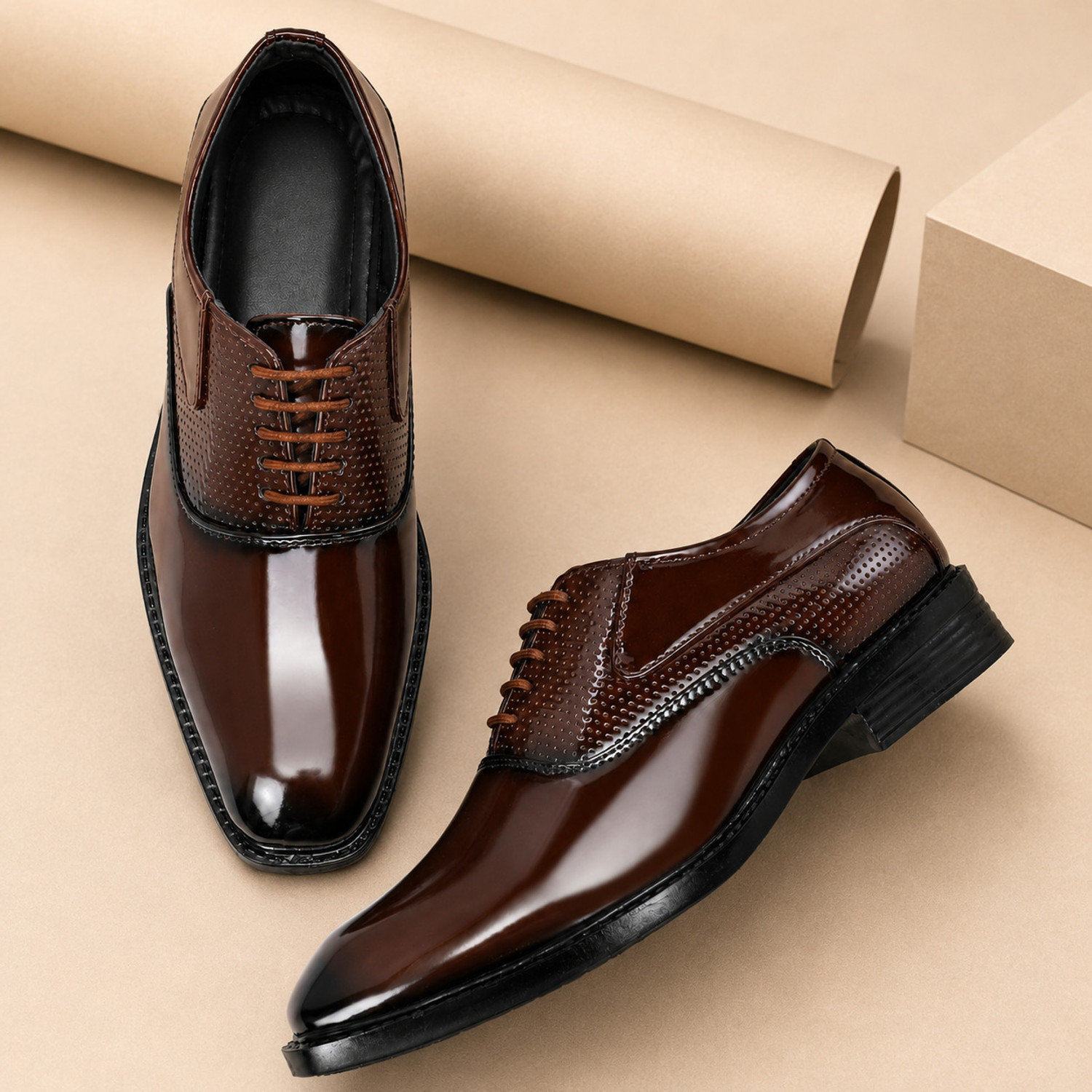 Image of Michael Angelo Formal Shoes For Men (Tan , 5)