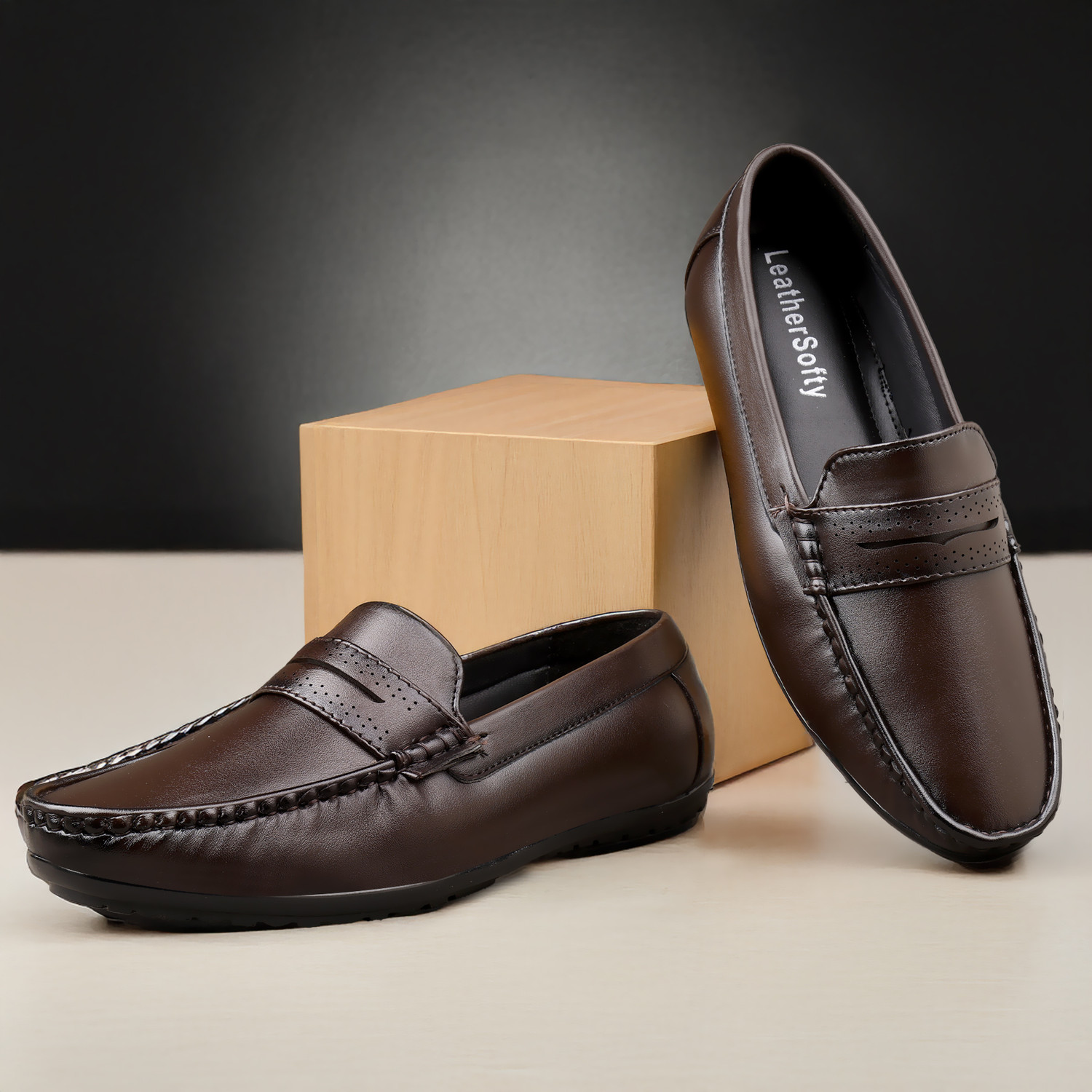Image of LeatherSofty leather stylish shoes for men Loafers For Men (Brown , 10)