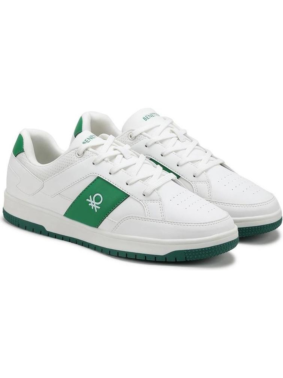 Image of United Colors of Benetton Perforations Lace-Up Sneakers Sneakers For Men (White , 8)
