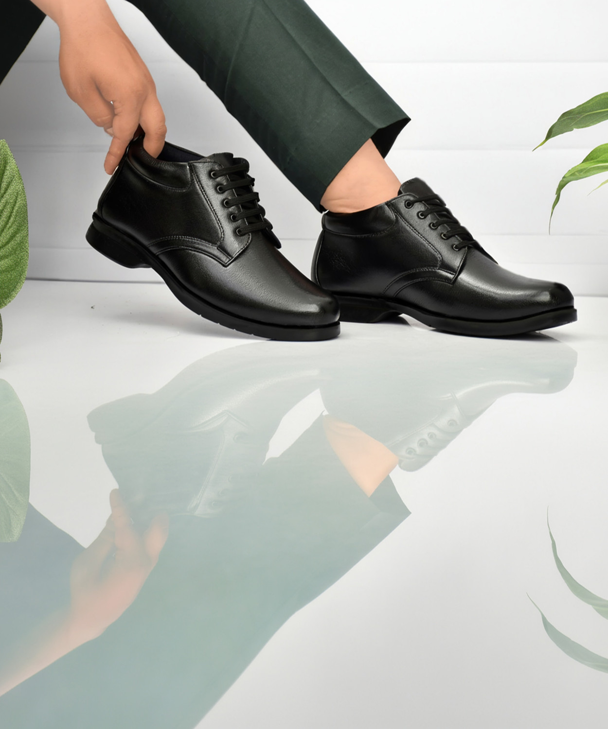 Image of Zixer Leather Mid-Top Formal Shoes Men's /Office Leather Shoe For Men /Derby Formal Shoe Lace Up For Men (Black , 8)