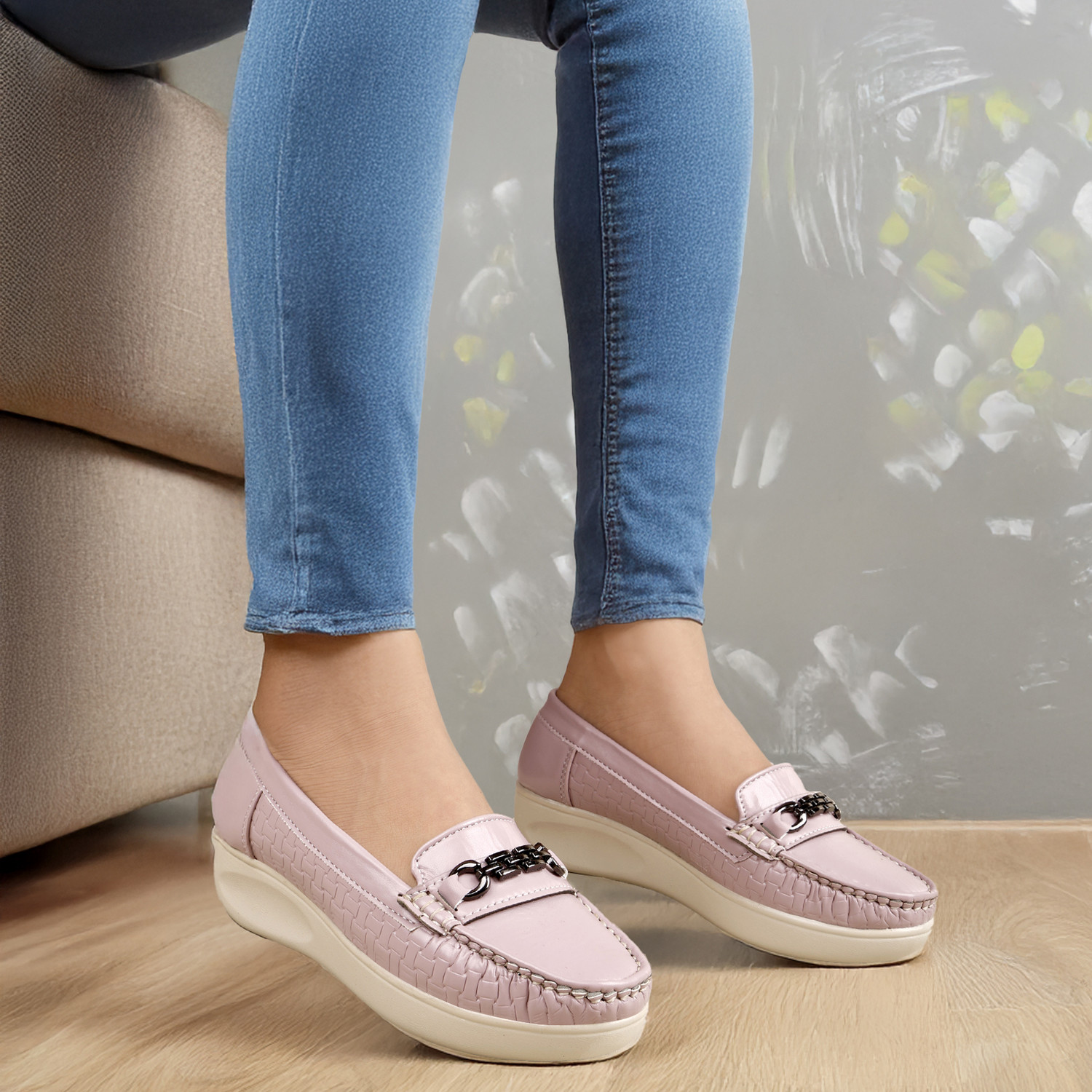 Image of Deals4you Women Soft Comfortable Slip-On Buckle Loafers for Casual Loafers For Women Loafers For Women (Purple , 5)