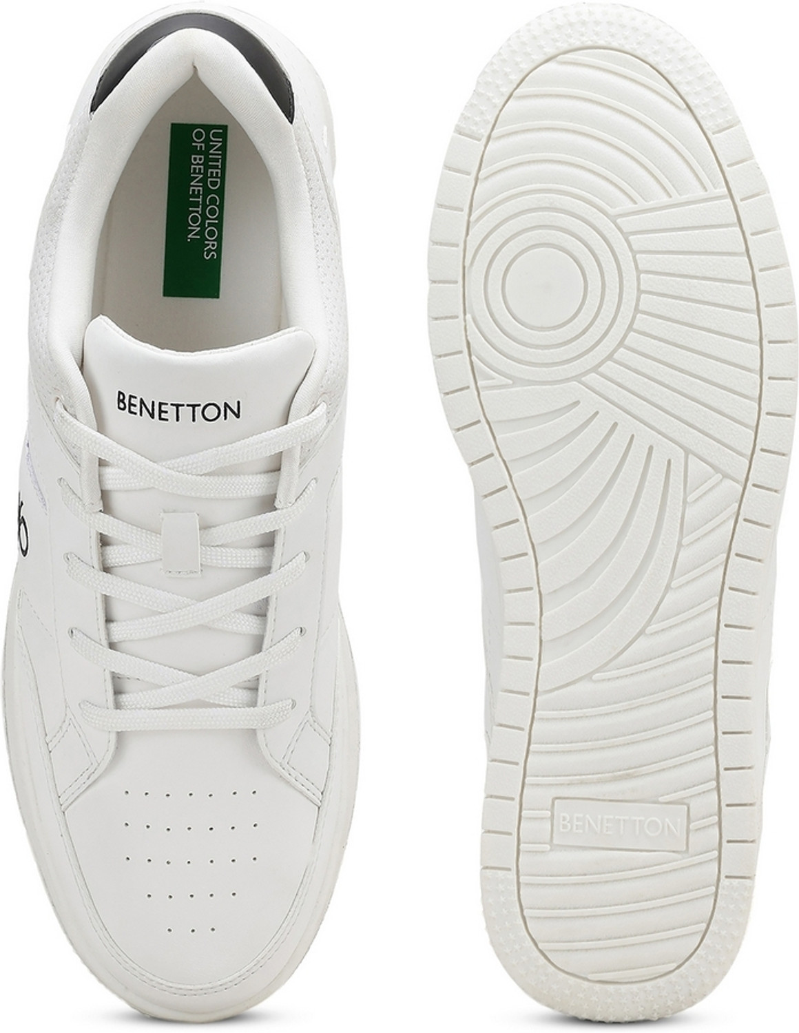 Image of United Colors of Benetton Perforations Lace-Up Sneakers Sneakers For Men (White , 10)