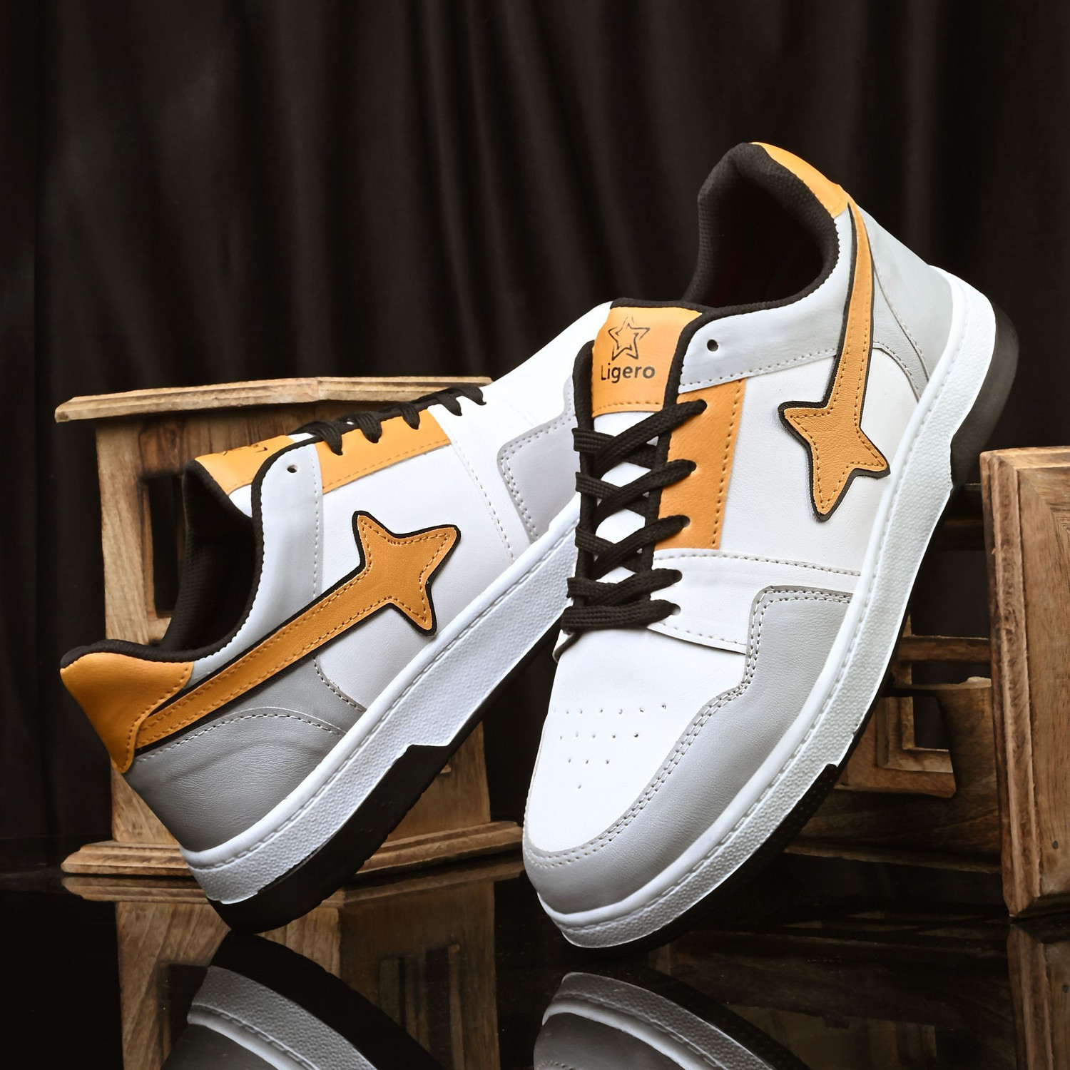 Image of RODEXXO Men's Casual Green Sneakers - Dual tone shoes in Green and Beige color Sneakers For Men (Beige, Green , 8)