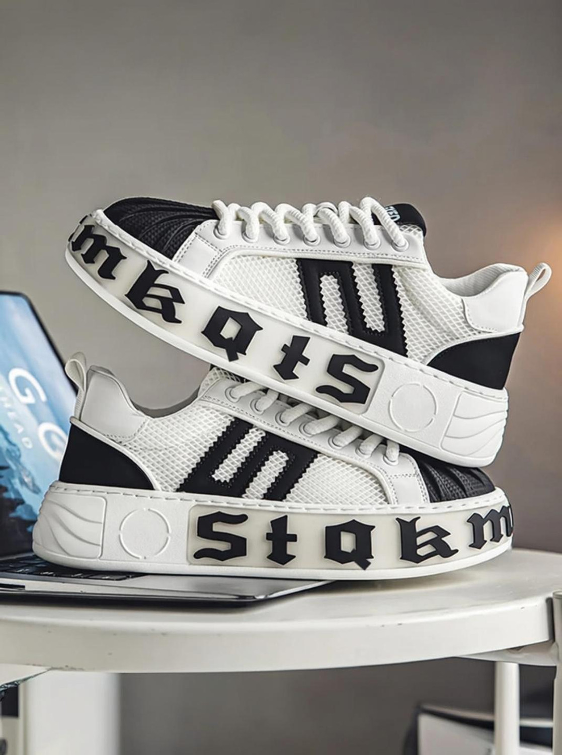 YUGAL Yugasl White Sneakers for Men, Size 9 - Image 1