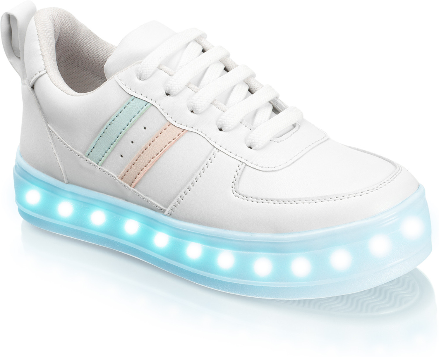 Image of VENDOZ RECHARGABLE WATERPROOF LED LIGHT PARTY SHOES WITH USB CHARGING CABLE FOR WOMEN Sneakers For Women (White, Multicolor , 3)