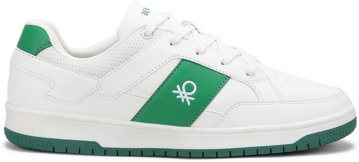 Image of United Colors of Benetton Perforations Lace-Up Sneakers Sneakers For Men (White , 8)