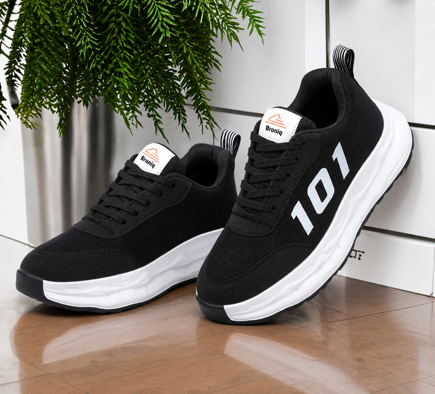Image of LEE CATER Stylish Durable & Comfortable Lightweight Sneakers For Men (Orange, White , 9)