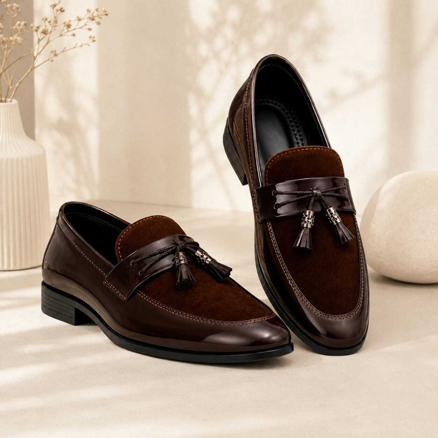 Image of mzoracollection Royal Gloss Tassel Loafers Casuals For Men (Brown , 10)