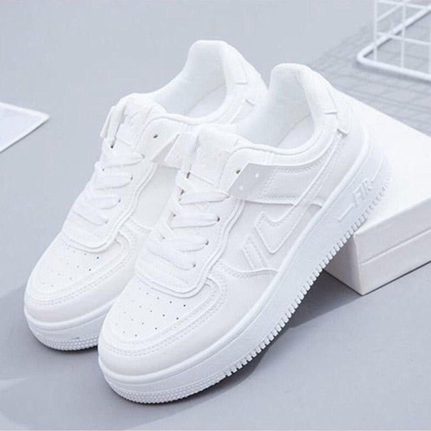 Image of Nilatin White Classic Breathable High-End Fashionable Sneakers For Men (White, 8)