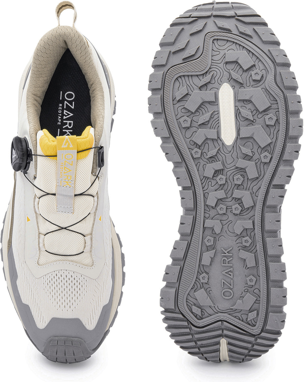 Image of RED TAPE Ozark | Low-Cut Outdoor Hiking & Trekking Shoes For Men (Off White, Grey , 9)