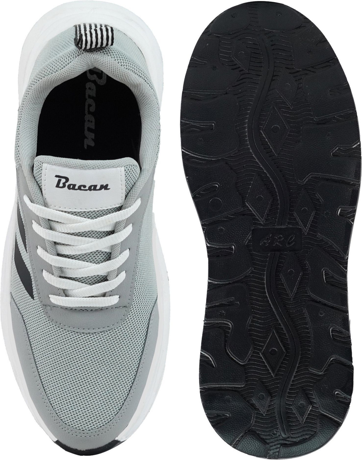 Image of Bacan Men's Premium Casual Sneakers | Stylish Lace-Up Shoes for Daily & Outdoor Wear Running Shoes For Men (Grey , 9)