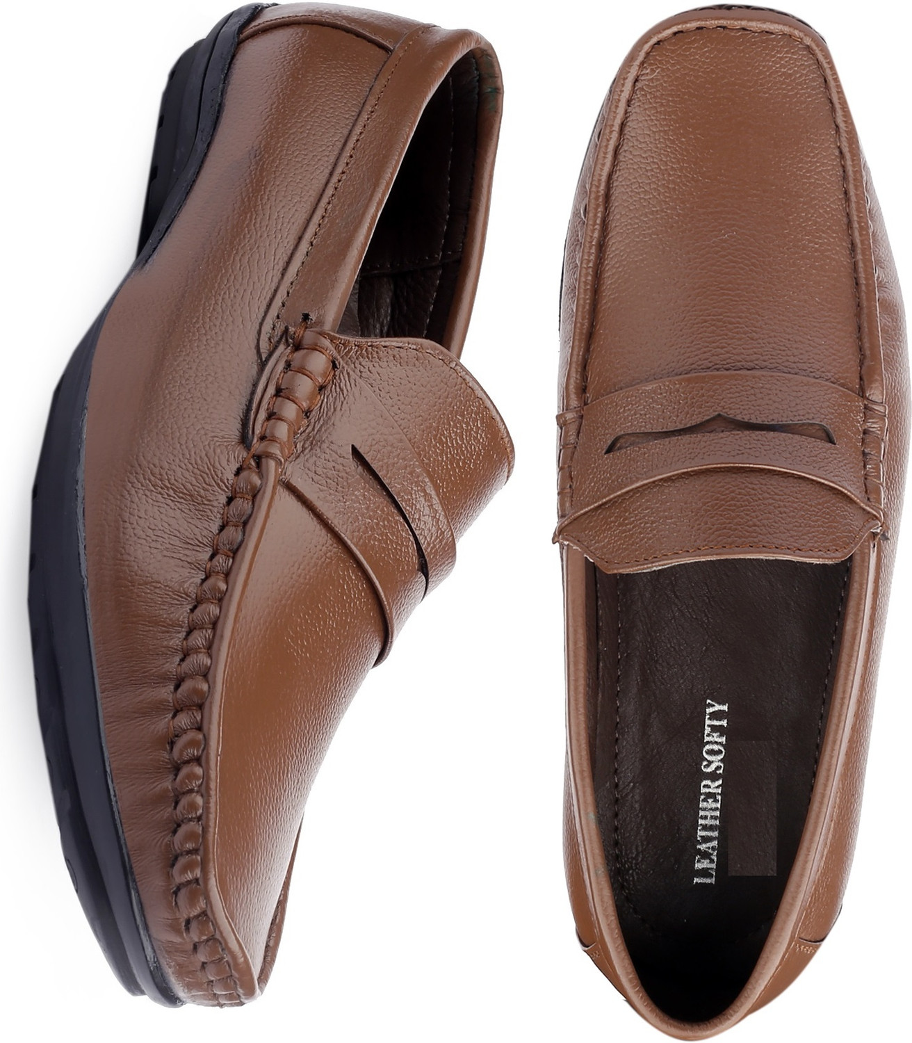 Image of LeatherSofty leather stylish shoes for men Loafers For Men (Brown , 10)