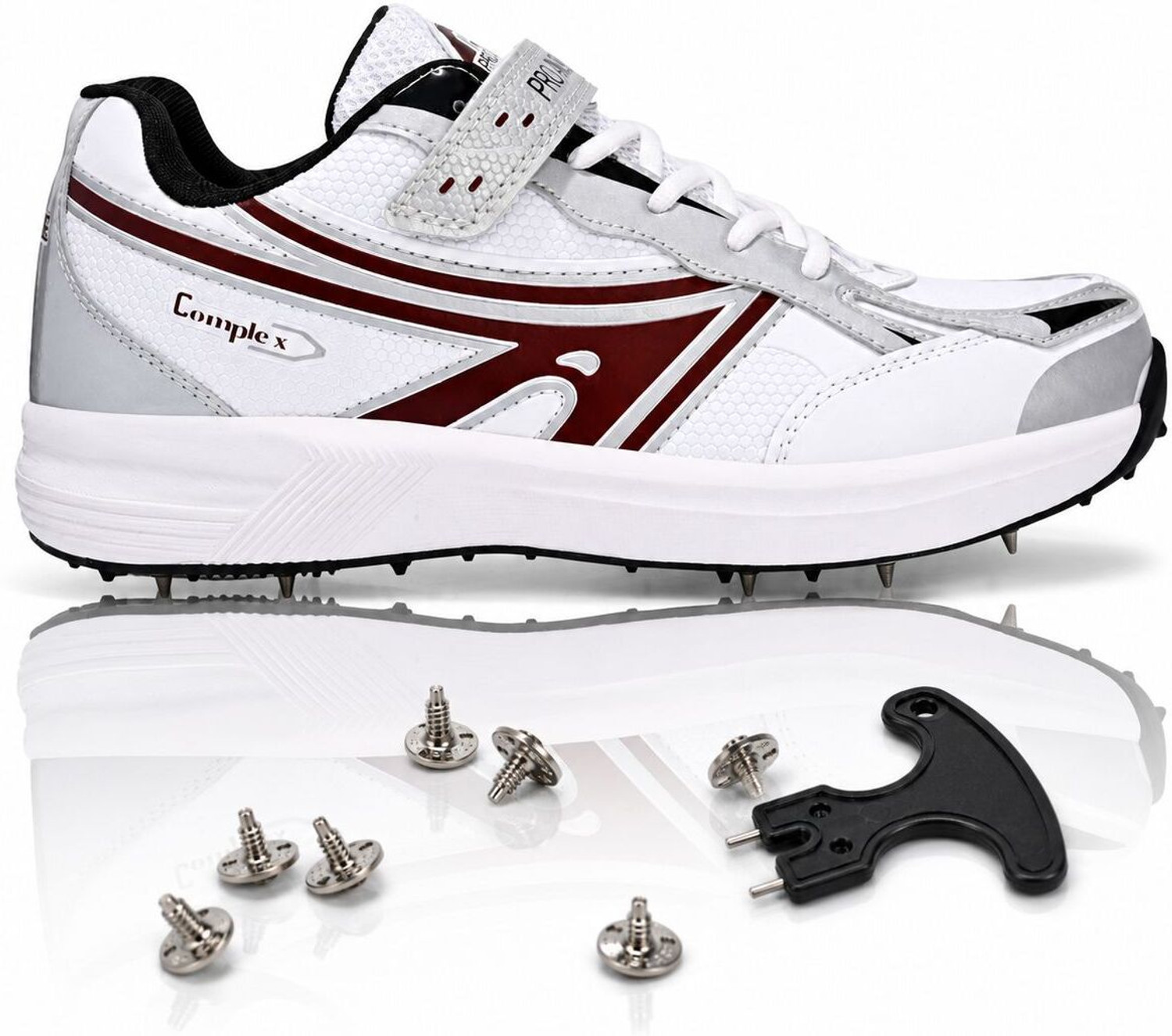 Proase F/S-101 Cricket Shoes For Men (Red, White , 6) - Image 1