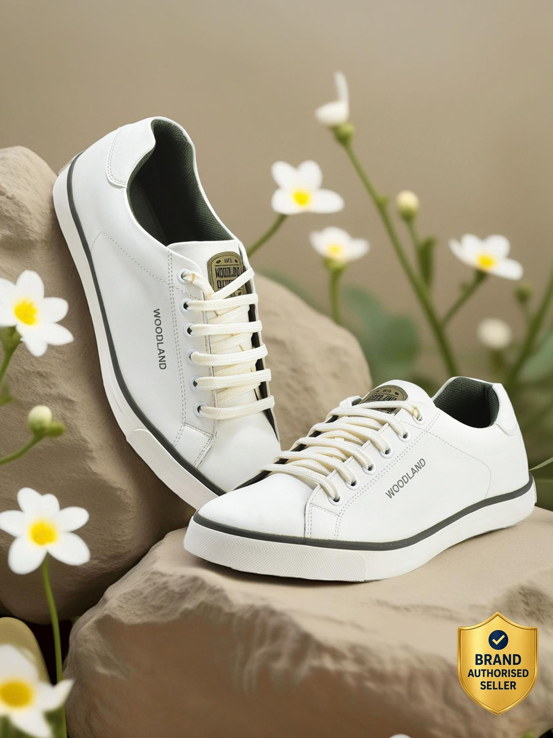 Image of WOODLAND Casual Daily Wear Lightweight Breathable Comfortable Sneakers For Men (White , 8)