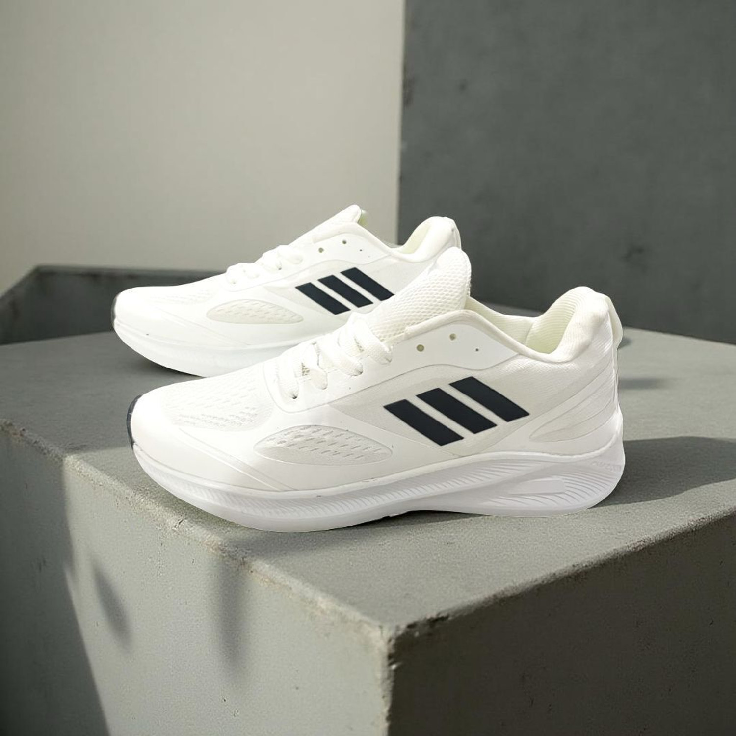 AZEEREXA Indian Frenzy PU Sports Running Shoes for Men White - Image 1