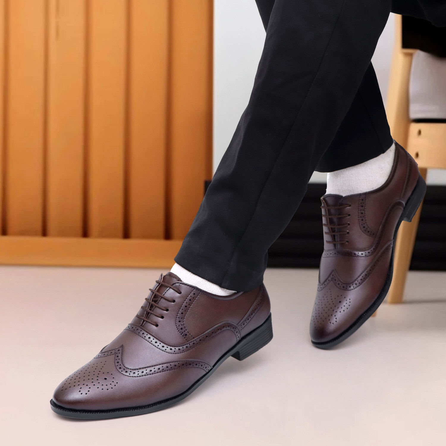Image of Michael Angelo Formal Shoes For Men (Tan , 5)
