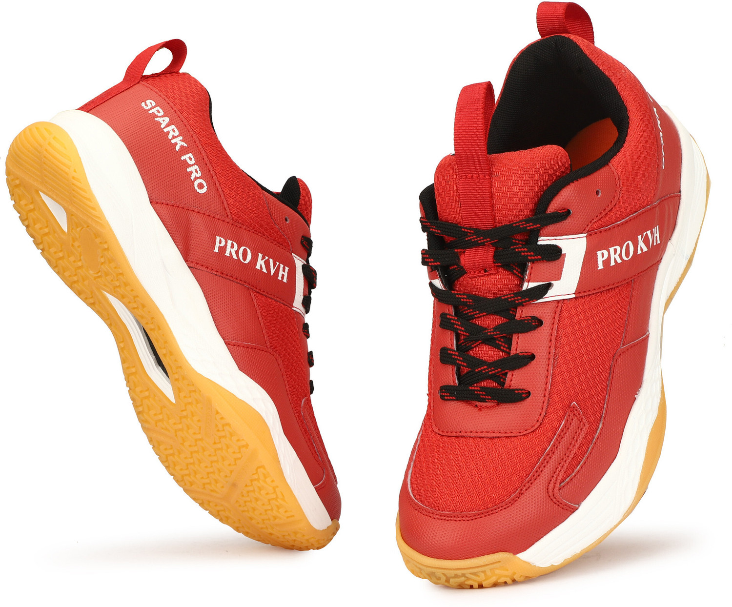 Image of PRO KVH Spark Pro Memory Foam Non-Marking Gum Sole Shoes Squash & Table Tenni Badminton Shoes For Men (Red , 7)