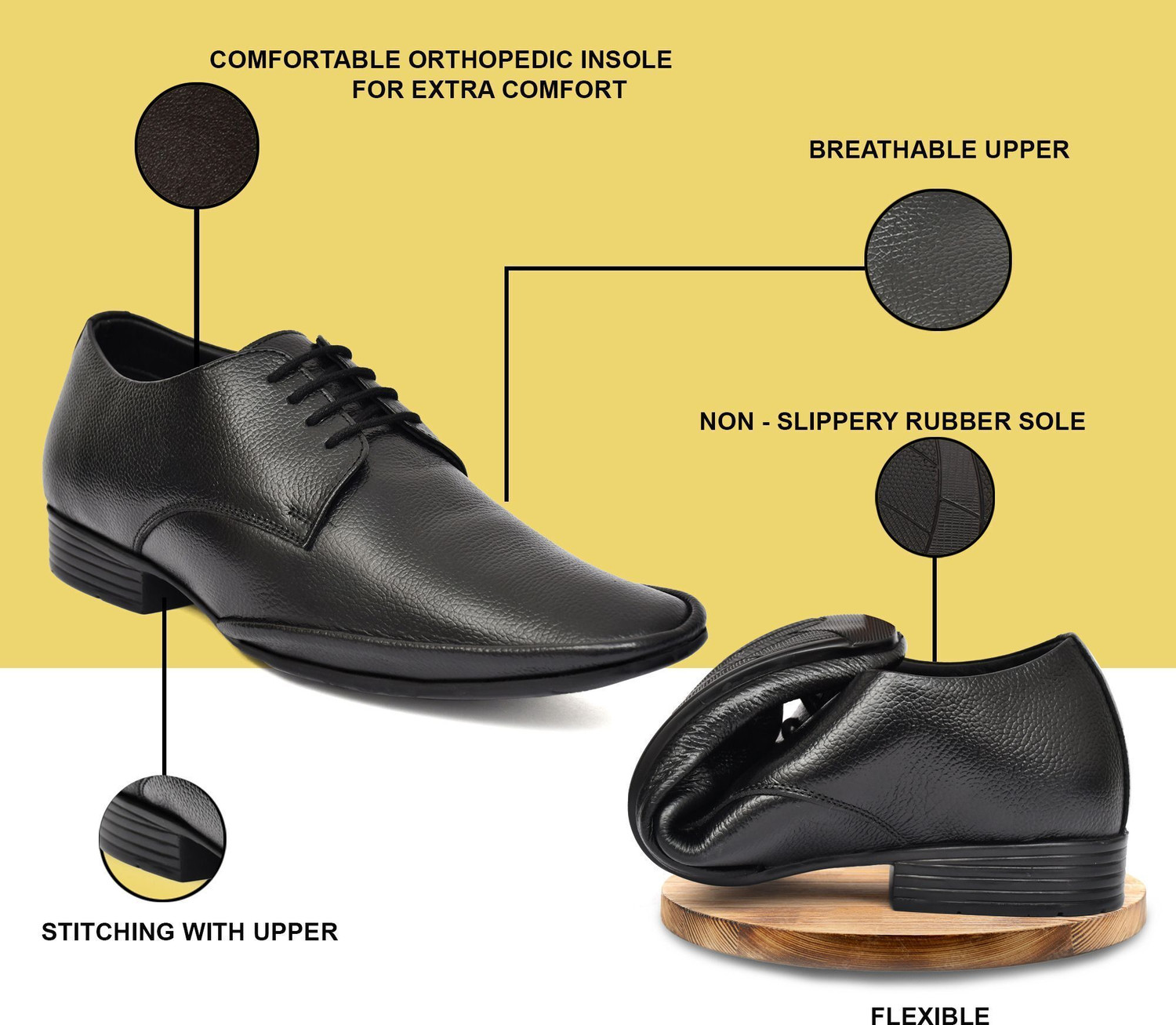 Image of SAN FRISSCO Lace-Up Boots for Men|Office Wear Formal Boots For Men|Comfortable Trending Lace Up For Men (Black , 9)