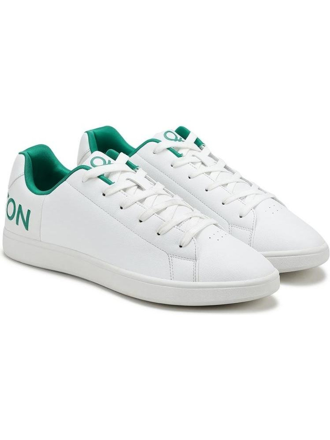 Image of United Colors of Benetton Perforations Lace-Up Sneakers Sneakers For Men (White , 8)