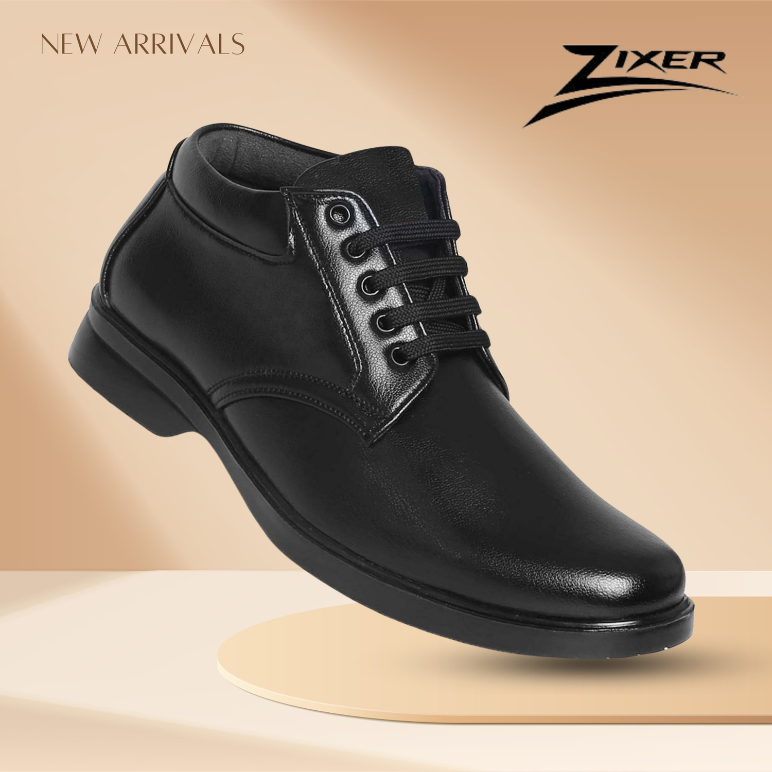 Image of Zixer Leather Mid-Top Formal Shoes Men's /Office Leather Shoe For Men /Derby Formal Shoe Lace Up For Men (Black , 8)