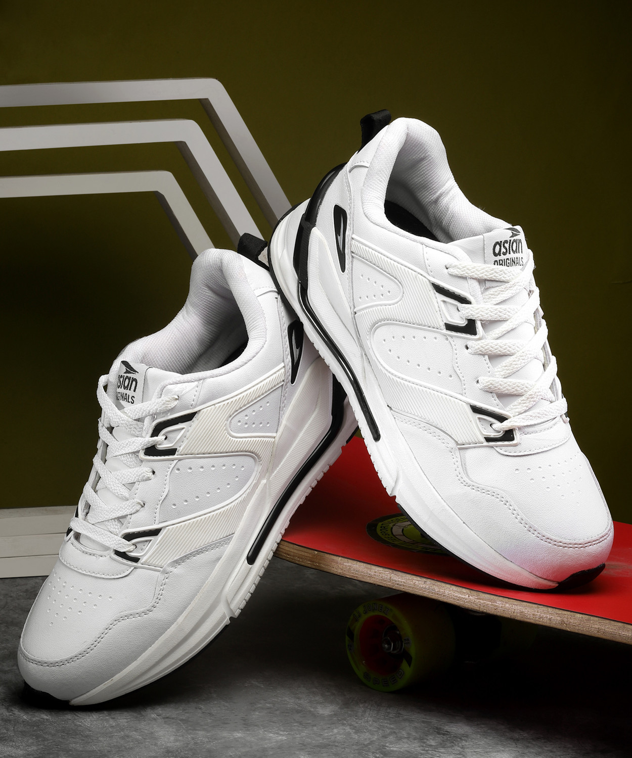 Image of asian Casual Sneaker Shoes for Men | Soft Cushioned Insole || Urban-15 Sneakers For Men (White, Black , 10)