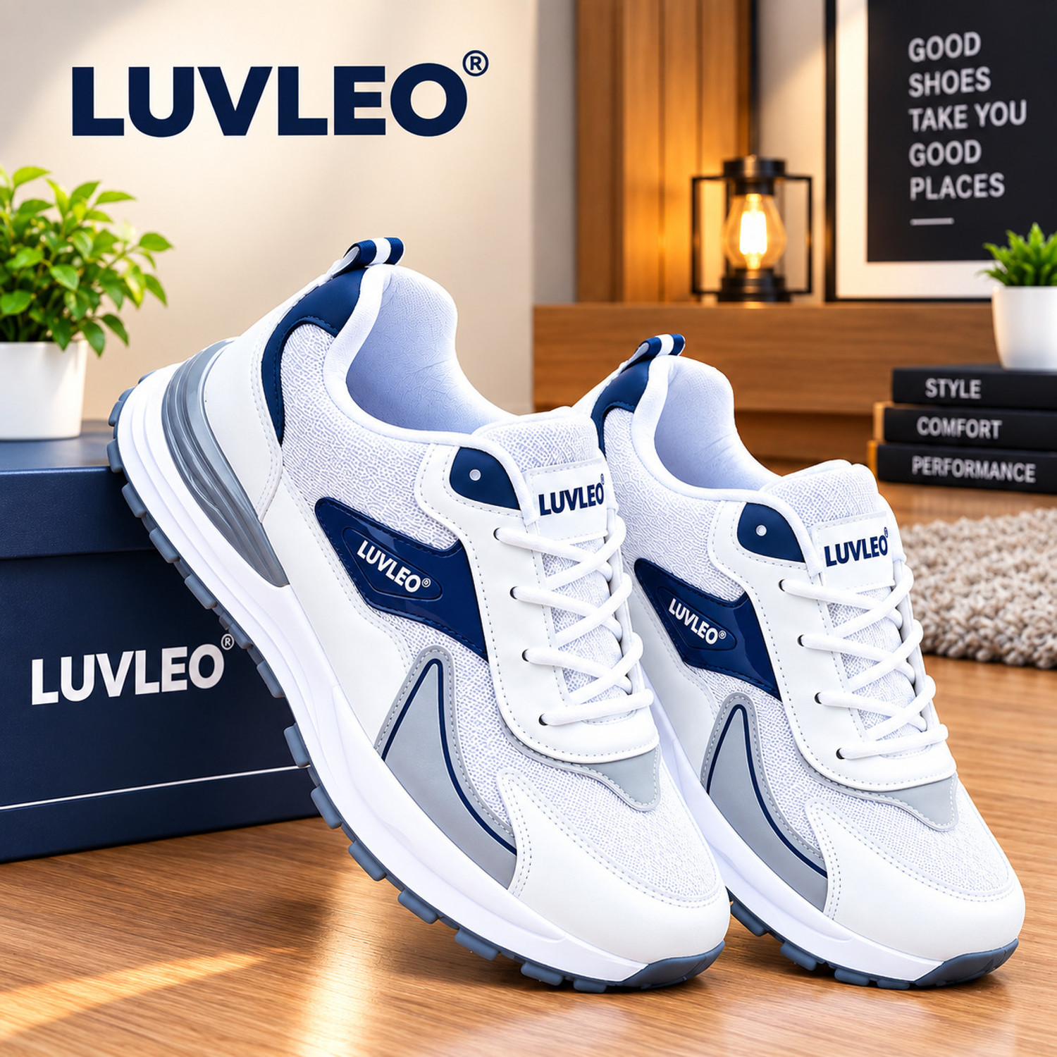 LUVLEO White Sneakers for Men (White, UK 8) - Image 1