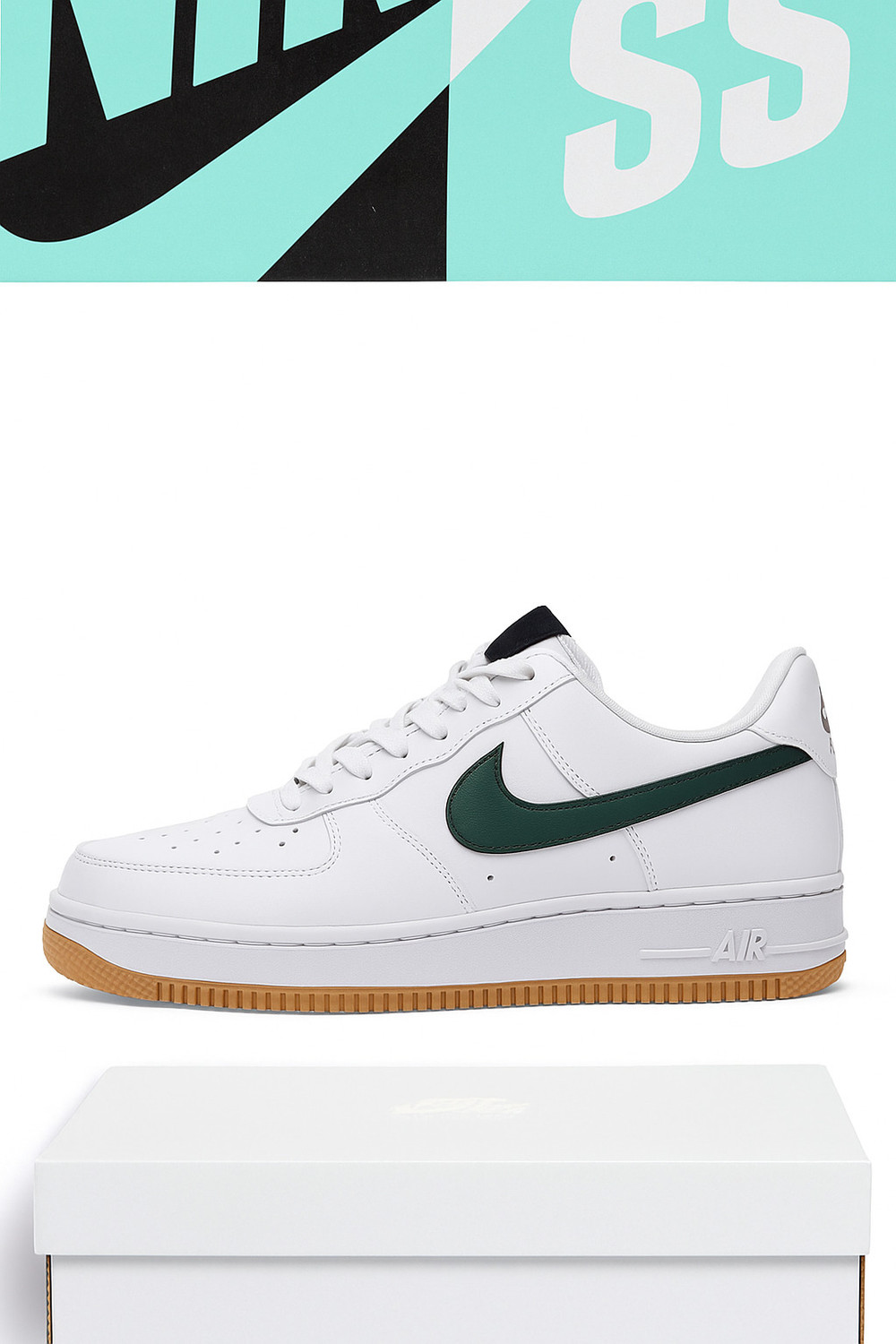 Image of BN STYLE green white sneakers Sneakers For Men (White, Green , 7)