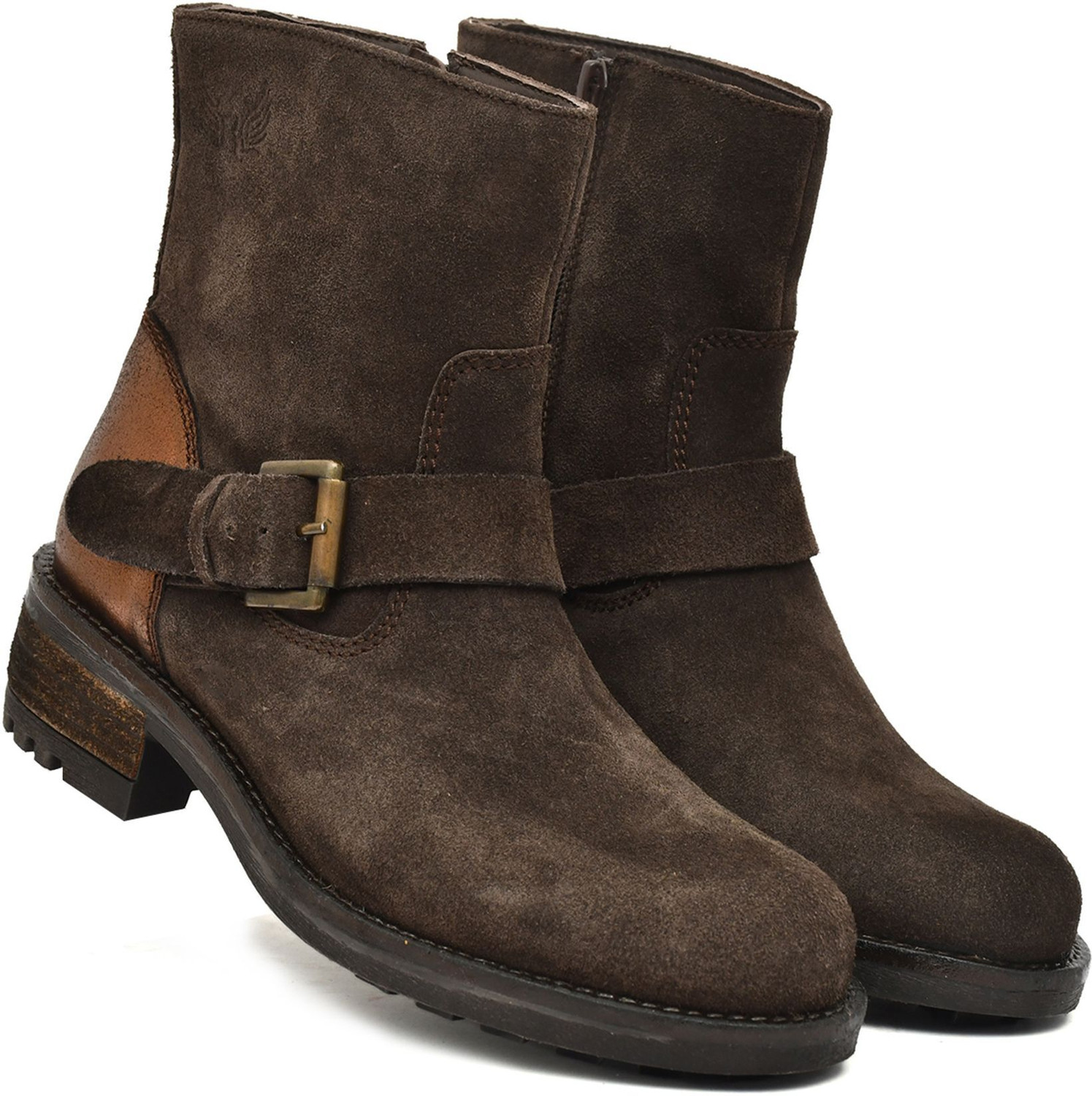 Image of PILLAA Genuine Leather Stylish Girls High Ankle Suede Party Wear Boots For Women (Brown , 5)