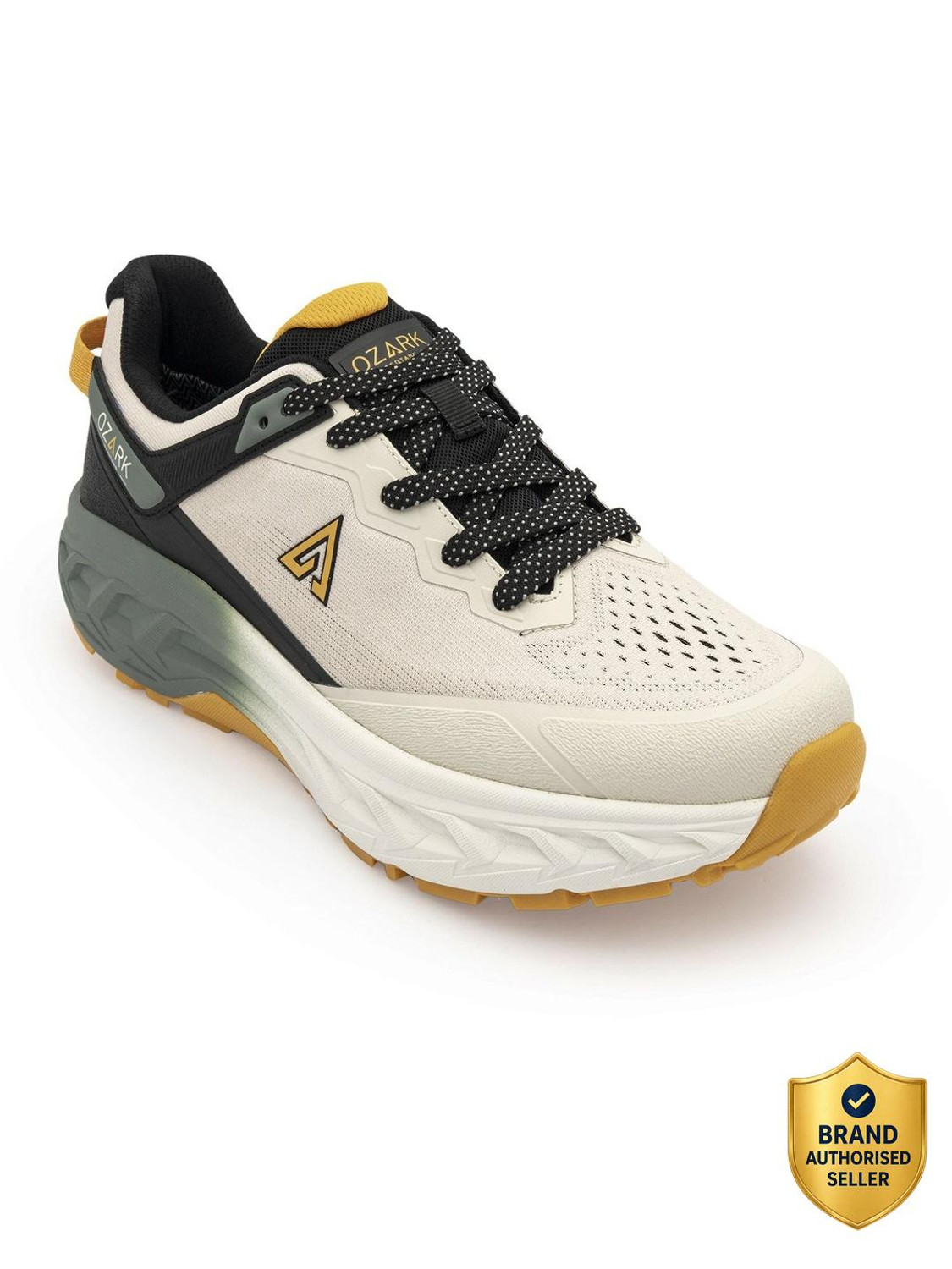 RED TAPE Ozark Outdoor All-Terrain Performance Running Shoes For Men (White, Green , 6) - Image 1