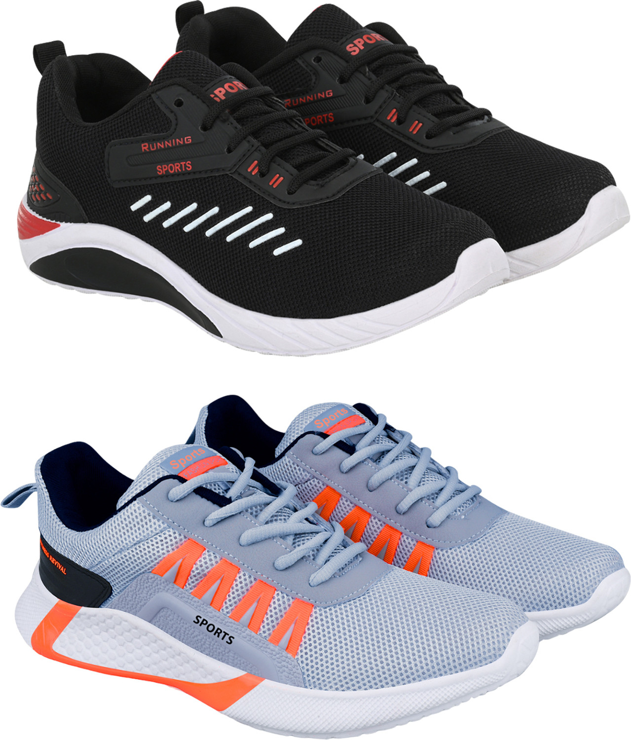 Image of Pennon Sport Shoe LaceUp Lightweight Multicolour Running Shoes For Men Pack Of 3 Running Shoes For Men (Multicolor , 10)