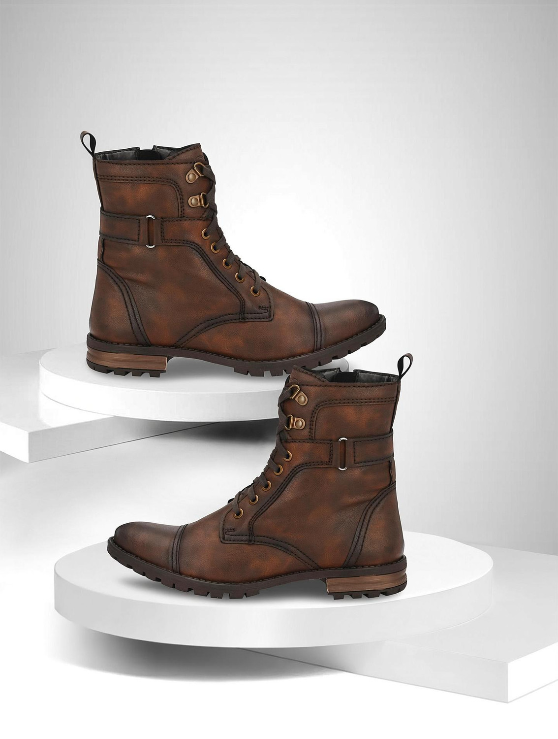 Image of Harrytech London High Ankle Leather Boots for Men - [Black] Boots For Men (Black , 12)