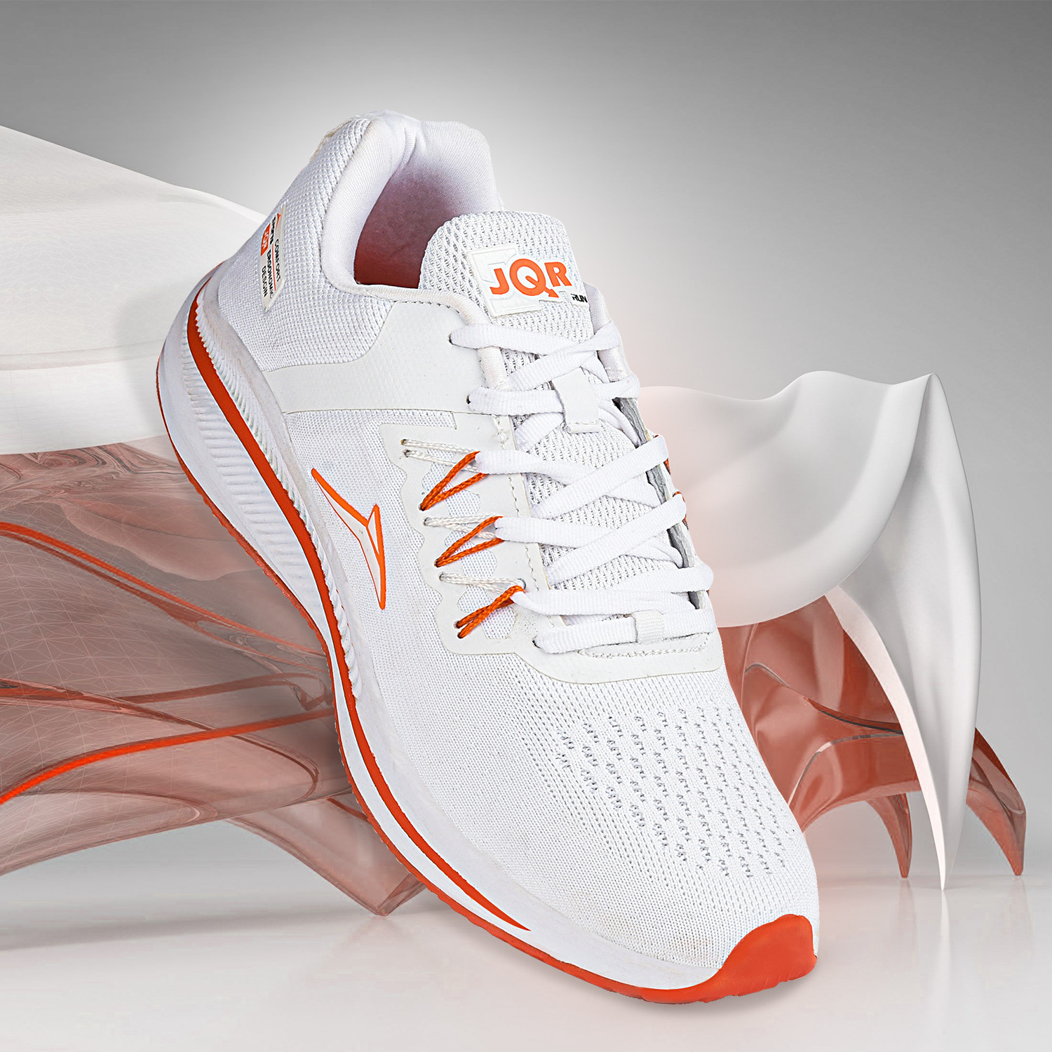 Image of JQR FOCUS Running Shoes For Men (White, Orange , 6)