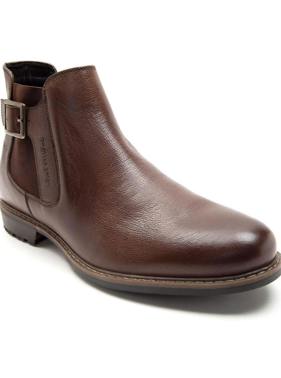 Image of Teakwood Mens Leather Chelsea Boots With Mid Top Block Heels Boots For Men (Brown , 11)