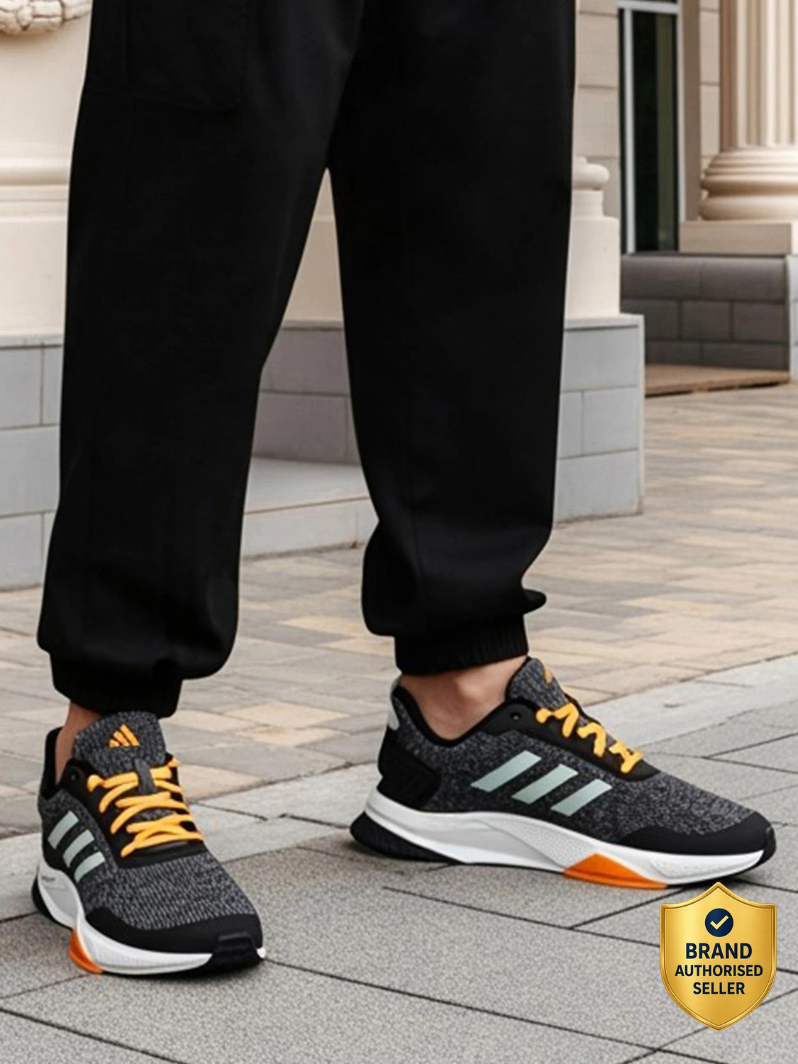 Image of ADIDAS Men Charcoal Grey Woven Design Duramo 9 Running Shoes Running Shoes For Men (Grey , 9)