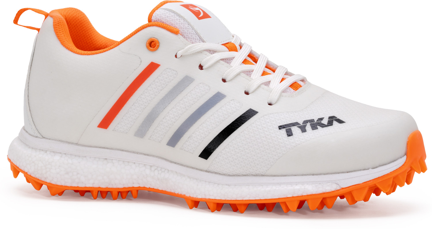 Image of TYKA Storm ETPU Studs Cricket Shoes for Men Sneakers For Unisex (Orange, White , 10)