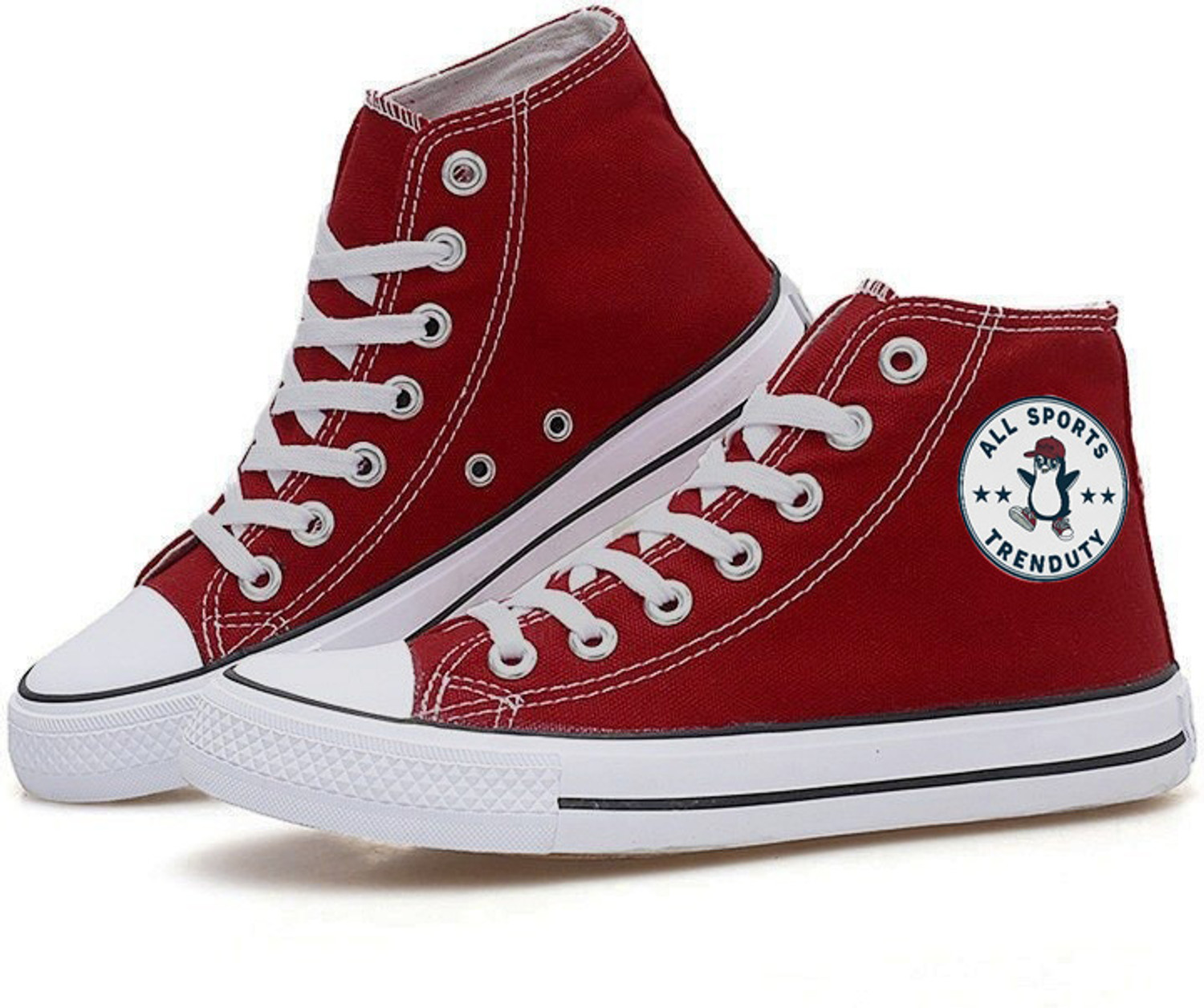 Image of TRENDUTY High Top Canvas Canvas Shoes For Men (Maroon , 10)