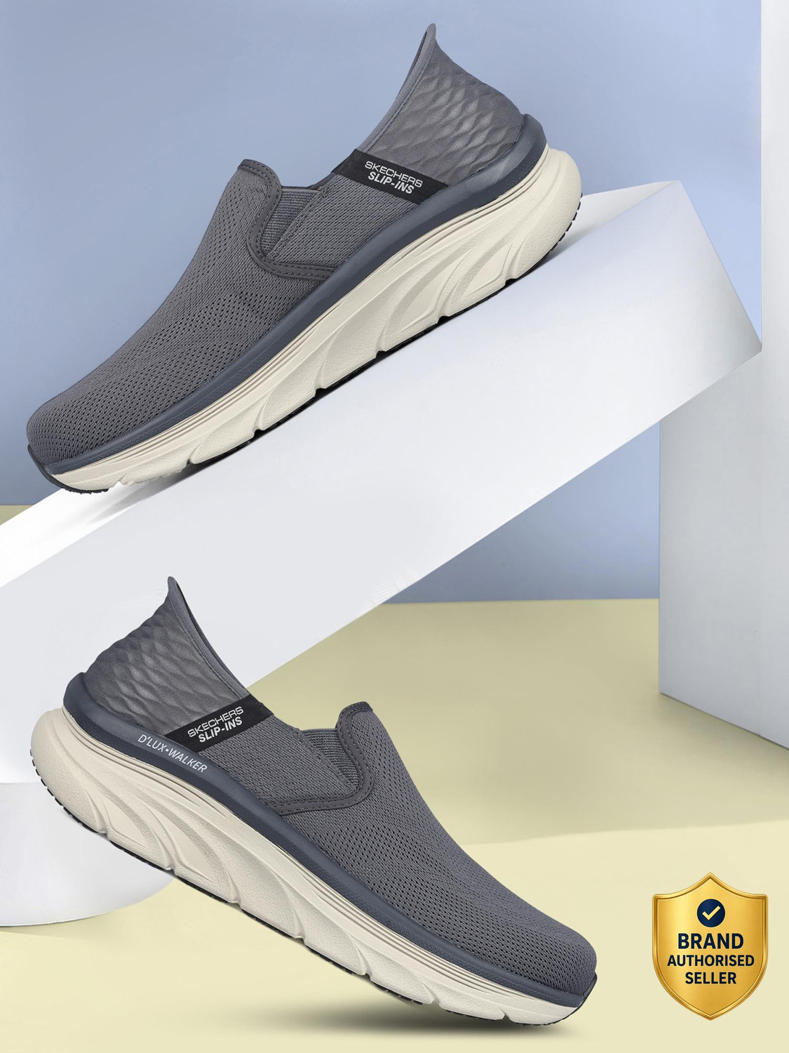 Image of Skechers D'LUX WALKER - ORFORD Sneakers For Men (Grey , 7)