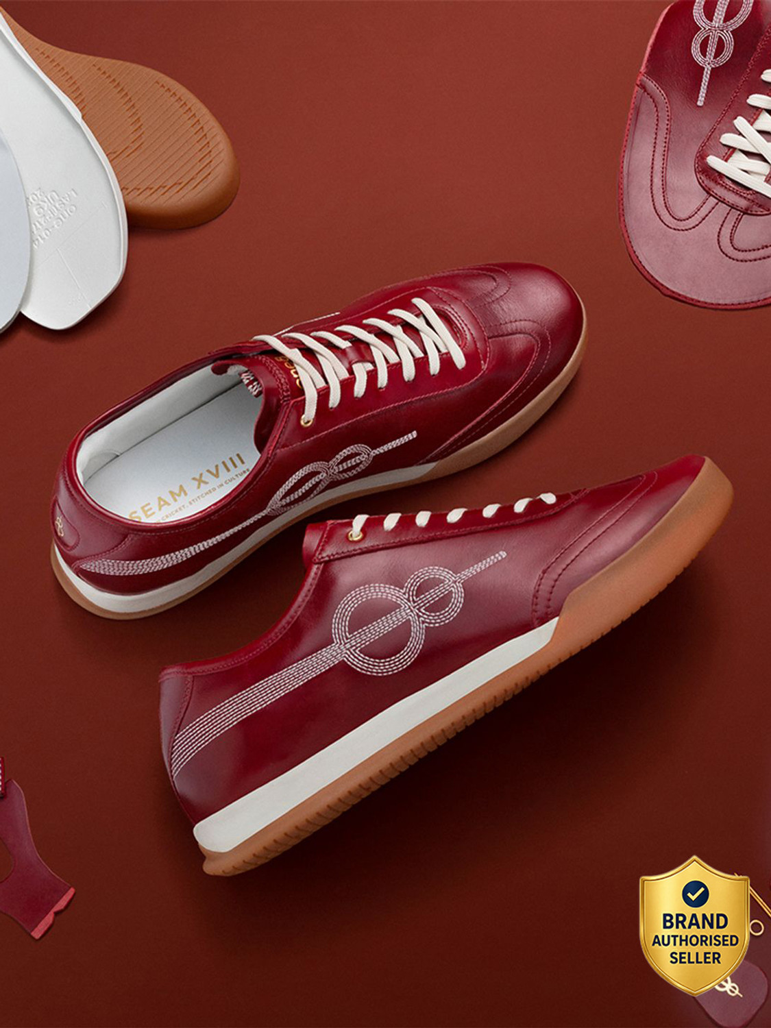 Image of one8 Seam XVIII OG Sneakers For Men (Red , 7)
