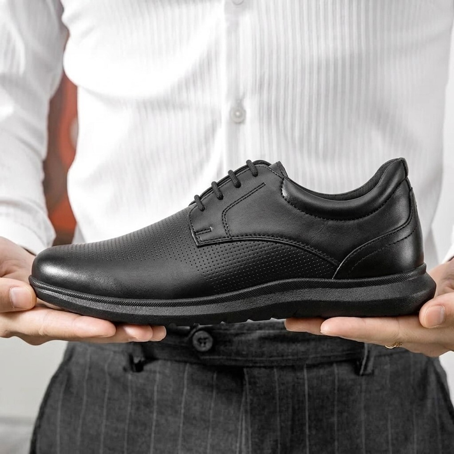 EZBRO Business Comfort Lace-Up Black Derby - Image 1
