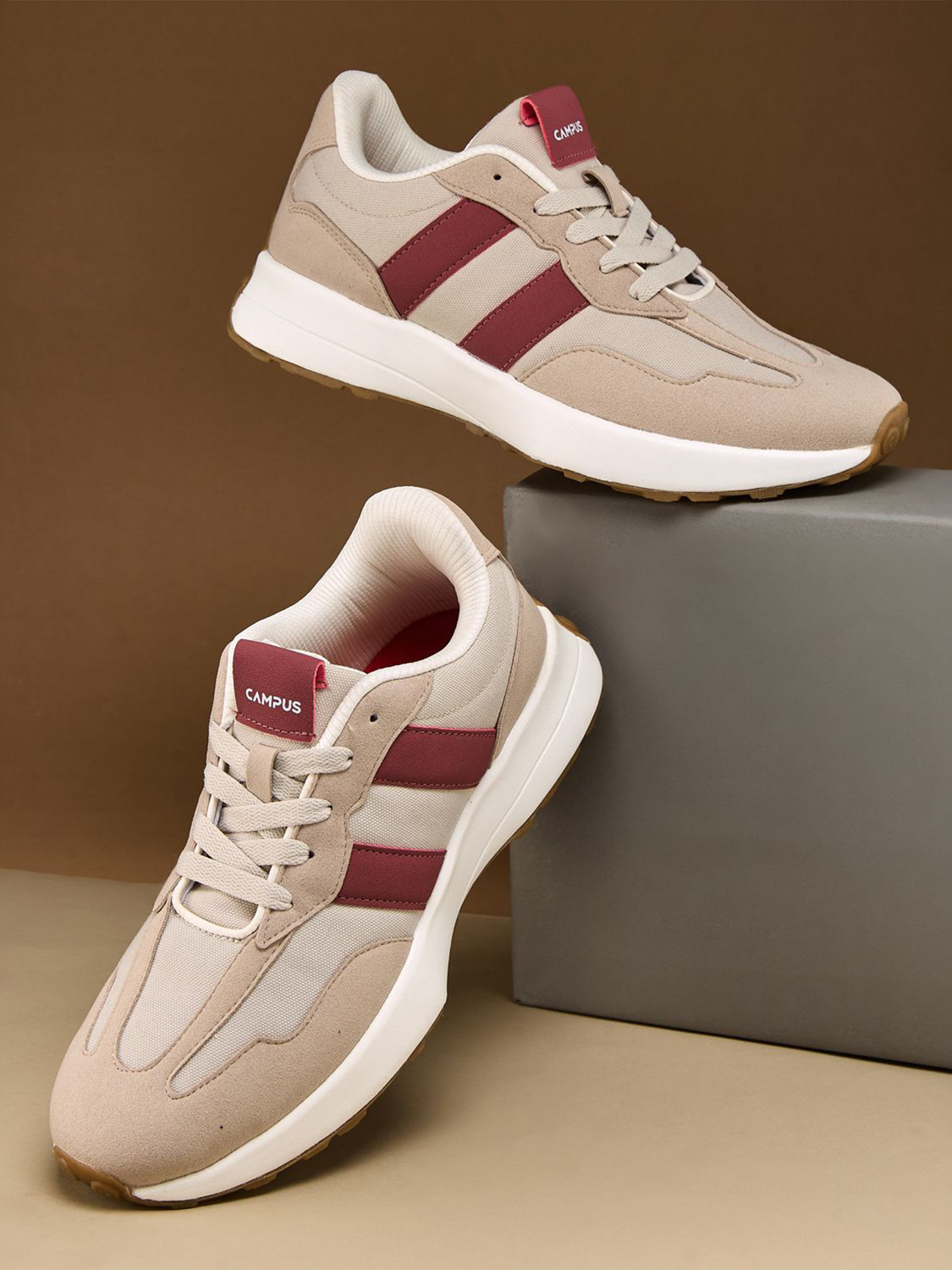 CAMPUS BRISK Men's Casual Sneakers (Beige, UK 10) - Image 1