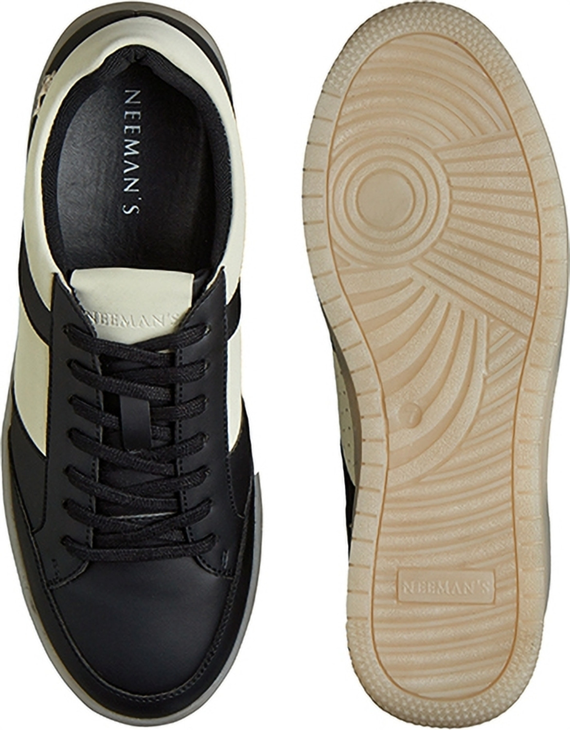 Image of Neemans City Strides Sneakers For Men (Black, Beige , 12)