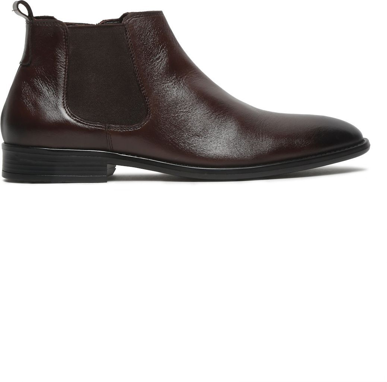 Image of Teakwood Mens Leather Chelsea Boots With Mid Top Block Heels Boots For Men (Brown , 11)