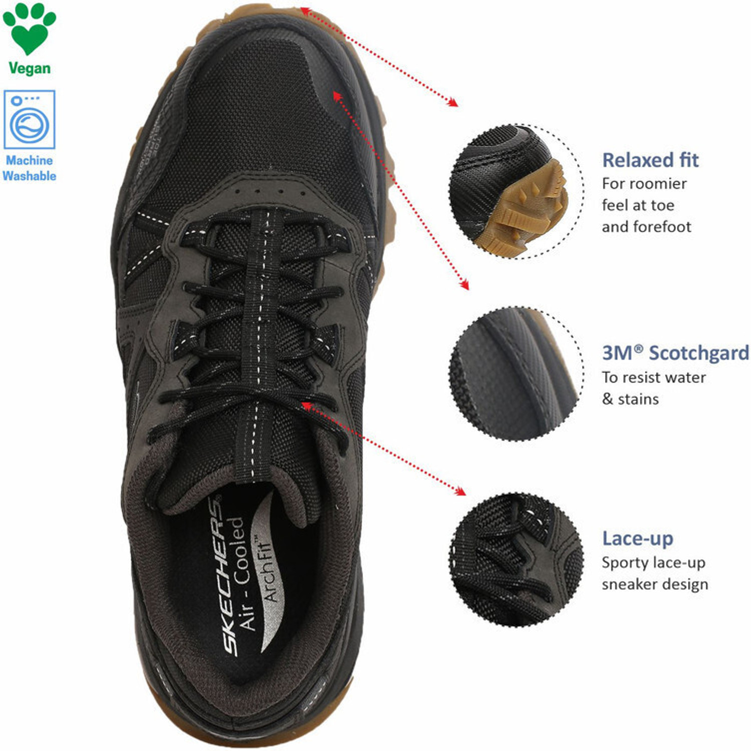 Image of Skechers ARCH FIT TRAIL AIR Sneakers For Men (Black , 11)