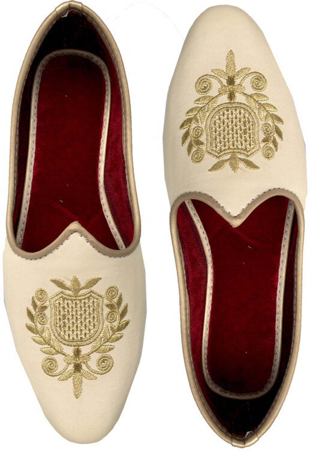 Image of Traditional Funda Men's Ethnic Designer Wedding Punjabi Jutti /Mojari /Nagra /Sherwani Loafer Mojaris For Men (Beige , 8)