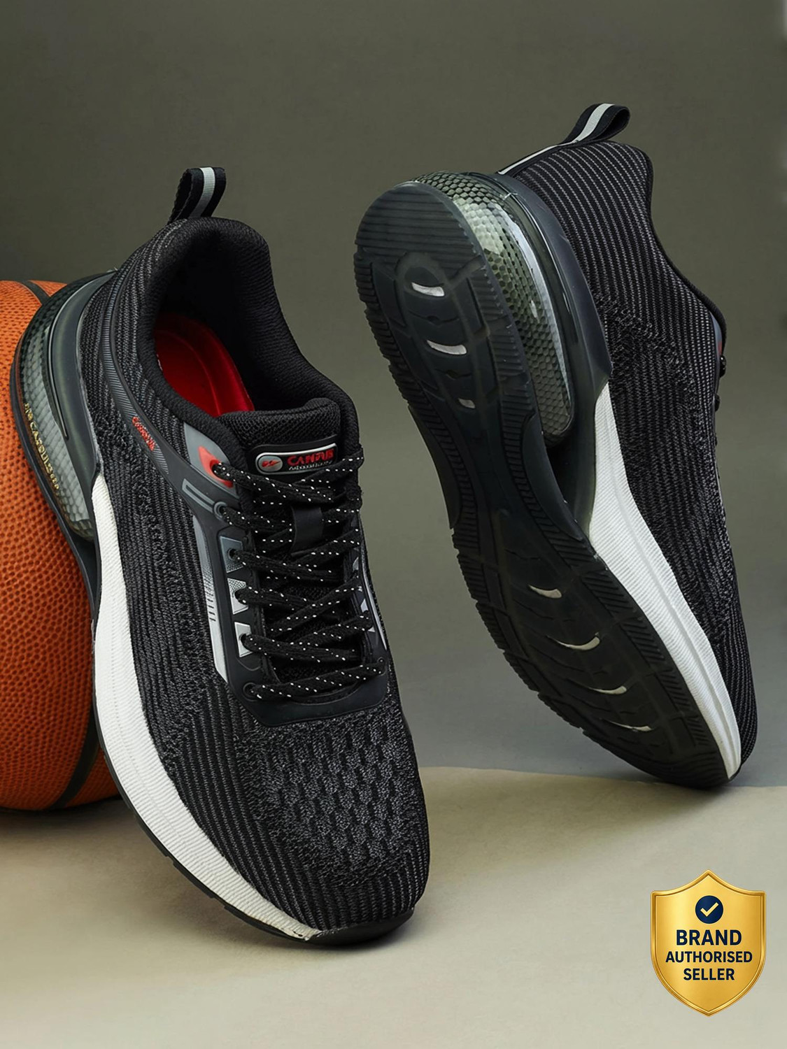 CAMPUS CANVA 's Sports | Memory Extra Bounce Insole with Support-Tech |Lace-Up Running Shoes For Men (Black , 8) - Image 1