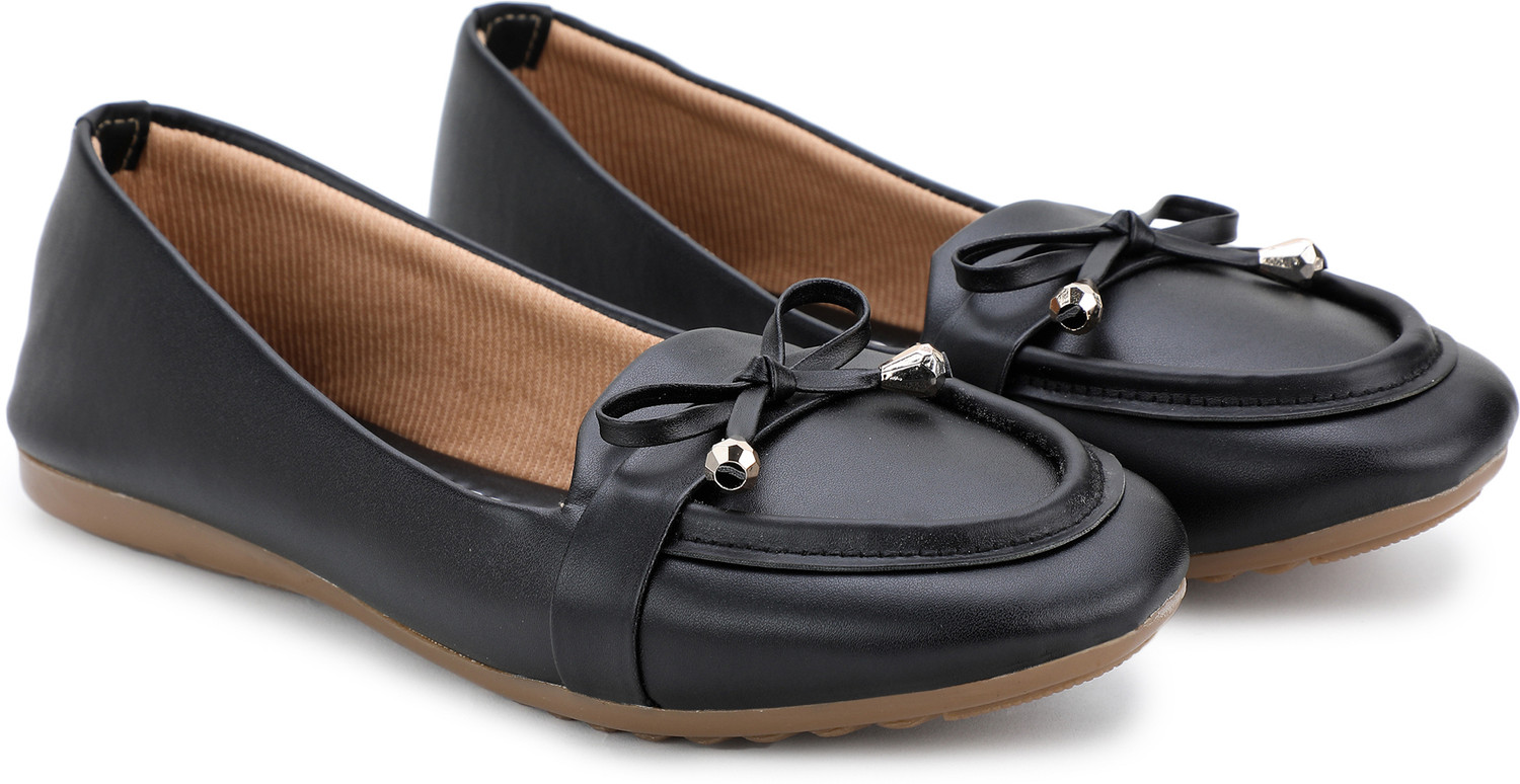 Image of TWO SOFT Women Stylish Comfortable Upper Black Loafers For Girls Loafers Loafers For Women (Black , 8)